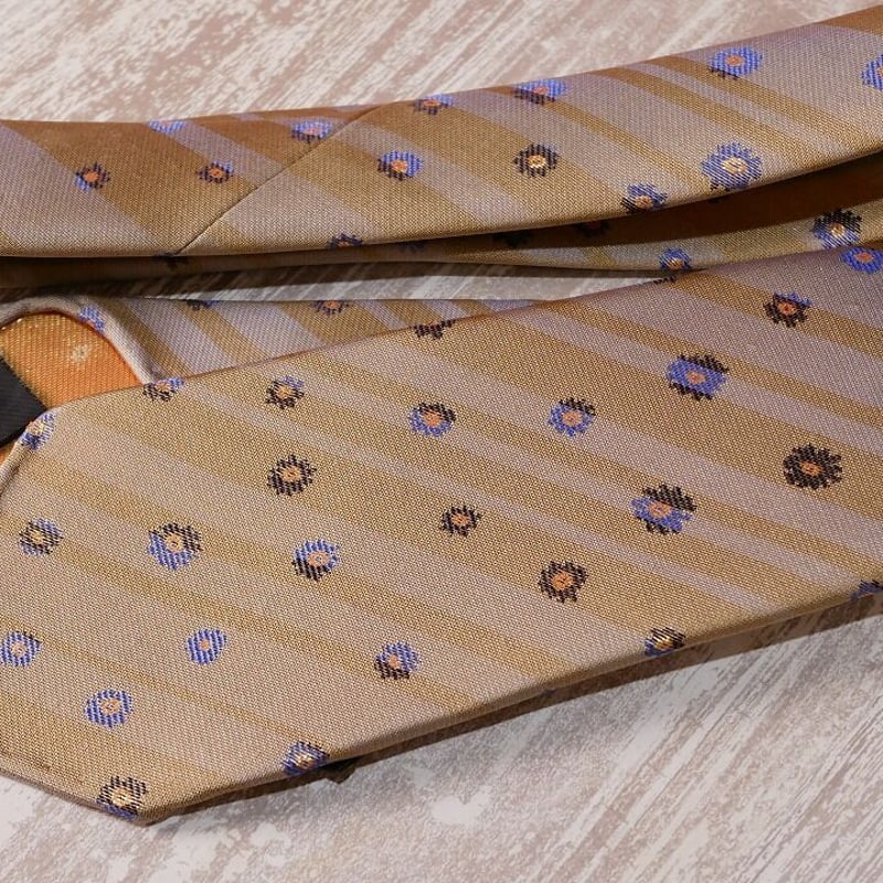 TIE YOUR TIE×西陣岡本 セッテピエゲ ストライプ＆フラワー紋様 J 白茶