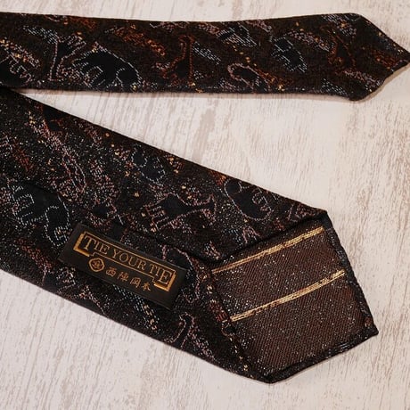 TIE YOUR TIE×西陣岡本　セッテピエゲ　アフリカ紋様黒漆　B　濃紺 / Africa Black lacquer B