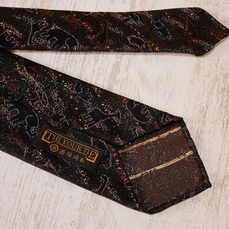 TIE YOUR TIE×西陣岡本 セッテピエゲ アフリカ紋様黒漆 B 濃紺
