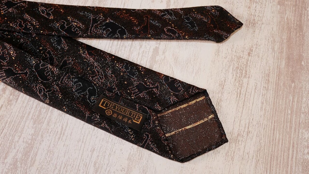 TIE YOUR TIE×西陣岡本 セッテピエゲ アフリカ紋様黒漆 B 濃紺