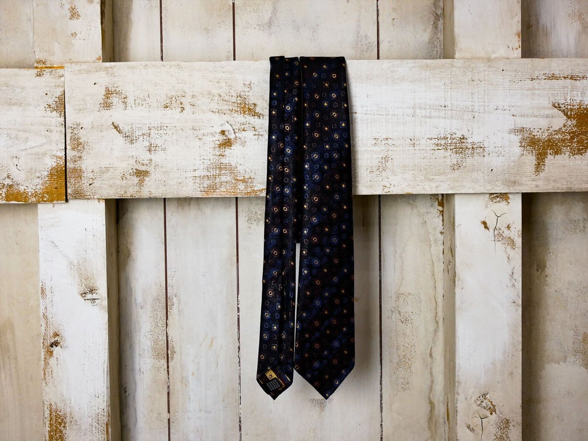 TIE YOUR TIE×西陣岡本 セッテピエゲ 正倉院紋様 黒漆 D 濃紺