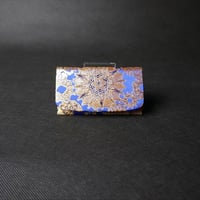 西陣織　雪輪紋様　名刺入れ　青地