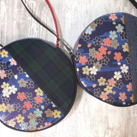 SUI Plus Bags　まんまるバッグ　No.8　さくら紋様　一点物