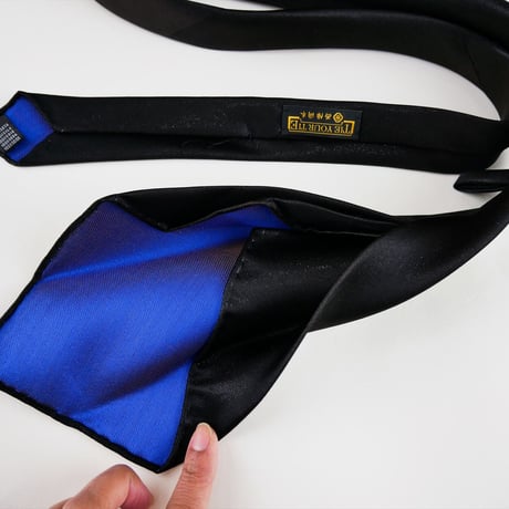 TIE YOUR TIE×西陣岡本　セッテピエゲ　 Solid J 黒艶箔青
