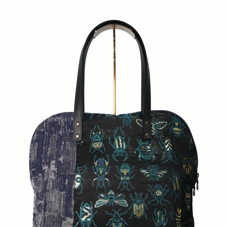 SUI Plus Bags　ラウンドトートバッグ　No.17　虫紋様黒漆　一点物