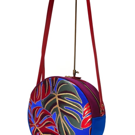 SUI Plus Bags　まんまるバッグ　No.29　モンステラ紋様　一点物