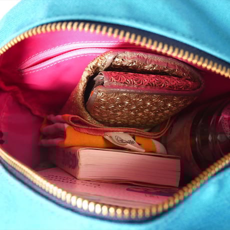 SUI Plus Bags　まんまるバッグ　No.14　モンステラ紋様　一点物