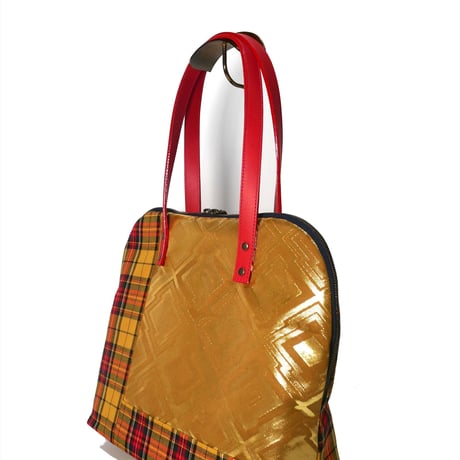 SUI Plus Bags　ラウンドトートバッグ　No.28　三階菱紋様　一点物
