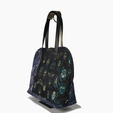 SUI Plus Bags　ラウンドトートバッグ　No.17　虫紋様黒漆　一点物