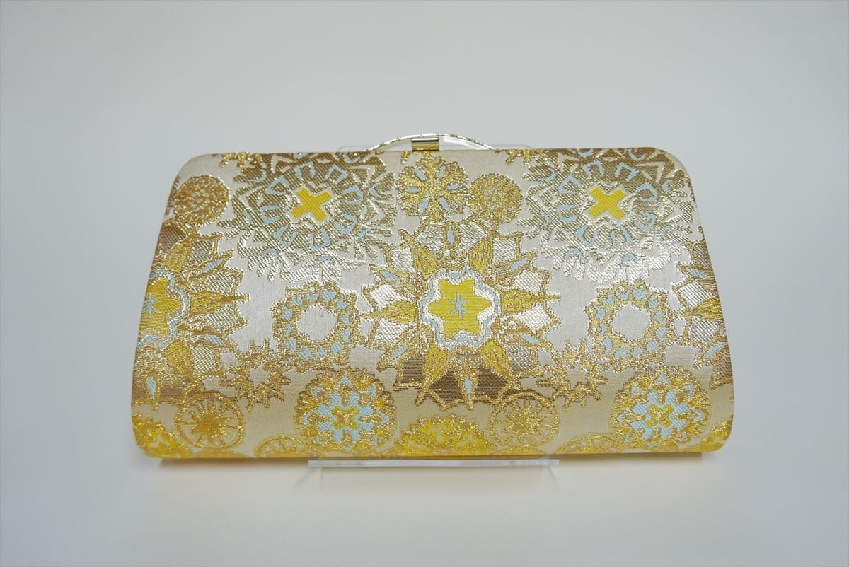 全正絹 西陣織 金襴 雪輪紋様 クラッチバッグE | 西陣岡本
