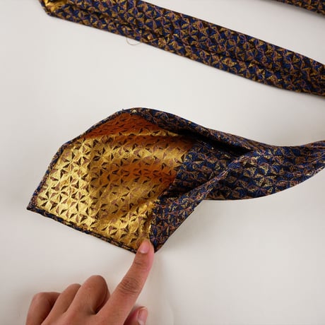 TIE YOUR TIE×西陣岡本　セッテピエゲ　 麻の葉紋様 A 濃紺桃 / Hemp leaf A