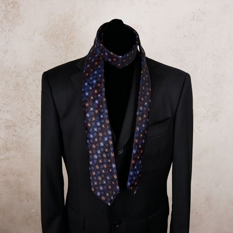 TIE YOUR TIE×西陣岡本　セッテピエゲ　正倉院紋様 黒漆 D 濃紺 / Shosoin Black lacquer D