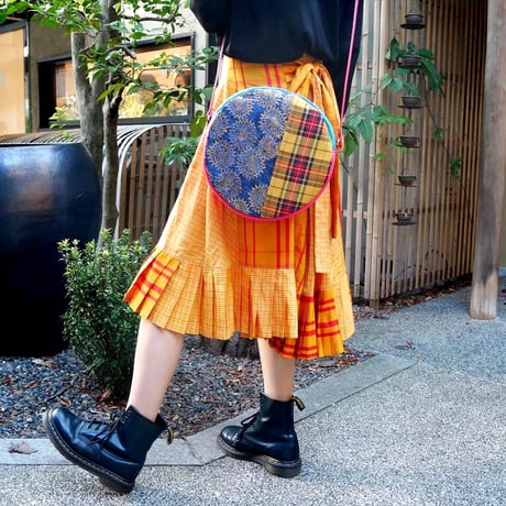 SUI Plus Bags　まんまるバッグ　No.14　モンステラ紋様　一点物