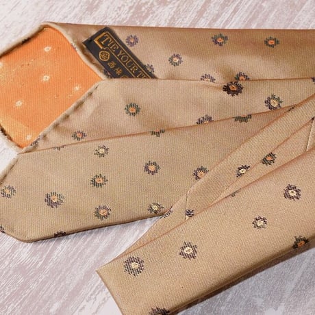 TIE YOUR TIE×西陣岡本　セッテピエゲ　ストライプ＆フラワー紋様　K　白茶紺緑 / Stripe & Flower K