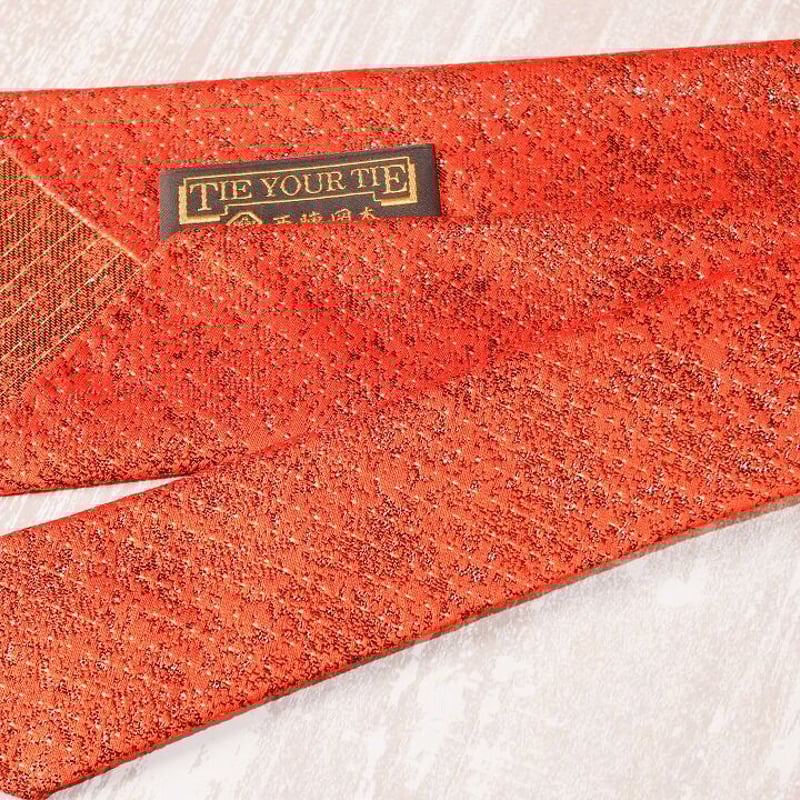 TIE YOUR TIE×西陣岡本 セッテピエゲ ピンドット紋様 黒漆 E 朱/ Pindot