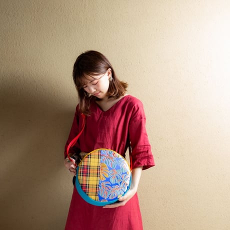 SUI Plus Bags　まんまるバッグ　No.14　モンステラ紋様　一点物