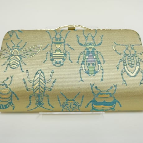 全正絹 西陣織 金襴　Insect　虫紋様　クラッチバッグC