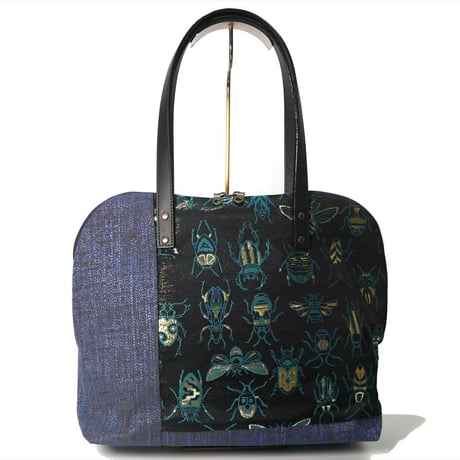 SUI Plus Bags　ラウンドトートバッグ　No.12　虫紋様黒漆　一点物