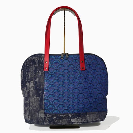 SUI Plus Bags　ラウンドトートバッグ　No.23　青海波唐花紋様　一点物