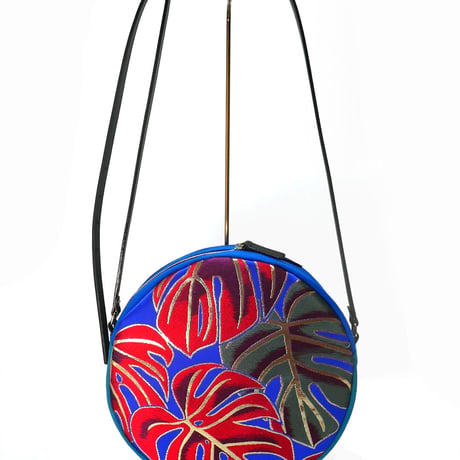 SUI Plus Bags　まんまるバッグ　No.30　モンステラ紋様　一点物