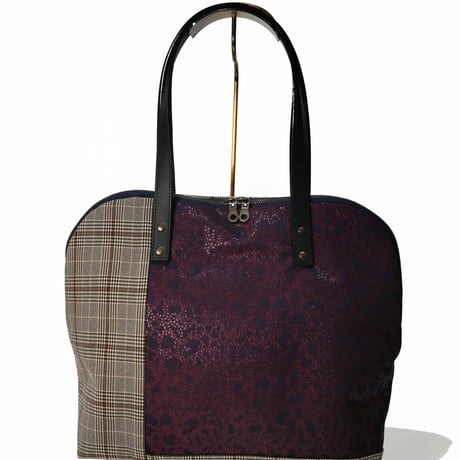 SUI Plus Bags　ラウンドトートバッグ　No.4　紺地CELL紋様　一点物