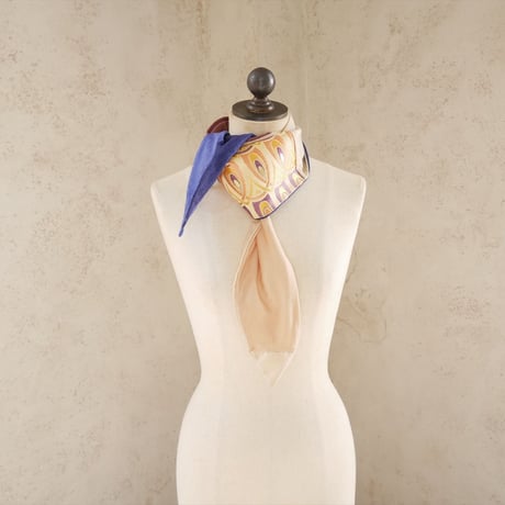 きらめくターバン　Live Turban　ニシジーナ＆ニシジーノ　白茶地　羽重ね紋様　75