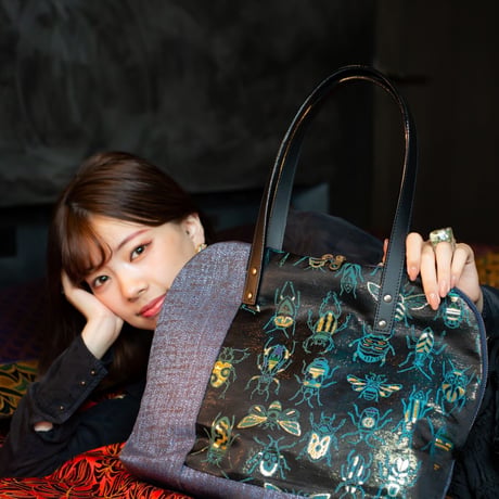 SUI Plus Bags　ラウンドトートバッグ　No.29　しずく紋様　一点物