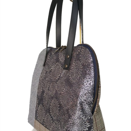 SUI Plus Bags　ラウンドトートバッグ　No.1　古都唐花紋様　一点物