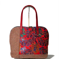 SUI Plus Bags　ラウンドトートバッグ　No.8　モンステラ紋様　一点物
