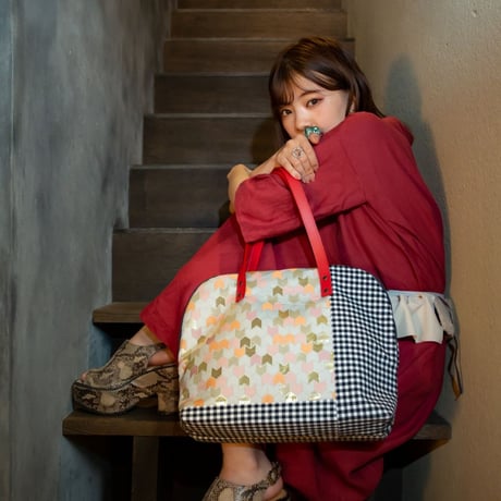 SUI Plus Bags　ラウンドトートバッグ　No.29　しずく紋様　一点物