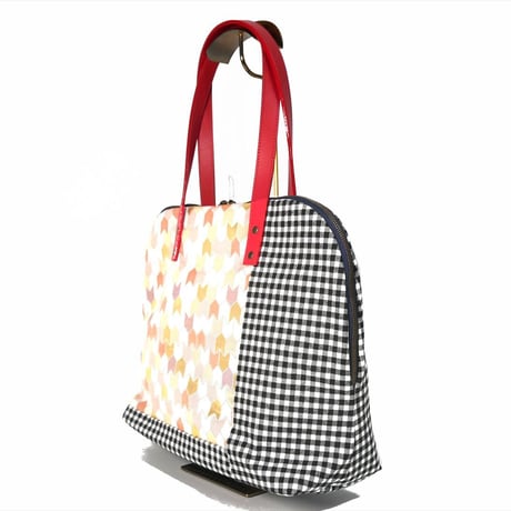 SUI Plus Bags　ラウンドトートバッグ　No.11　キツネ格子　一点物