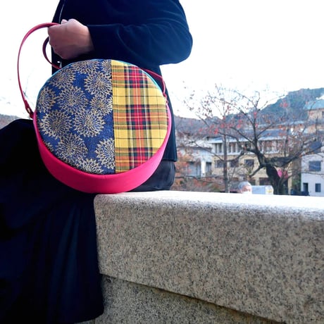 SUI Plus Bags　まんまるバッグ　No.14　モンステラ紋様　一点物