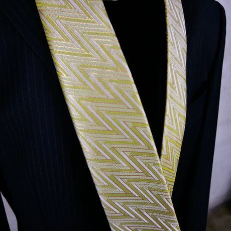 TIE YOUR TIE×西陣岡本　セッテピエゲ　網代紋様 G 白緑金 / Ajiro G