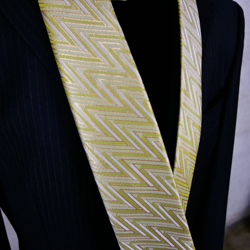 TIE YOUR TIE×西陣岡本 セッテピエゲ 網代紋様 G 白緑金 / Ajiro TIE YOUR TIE×西陣岡本 セッテピエゲ 網代紋様 G 白緑金 / Ajiro