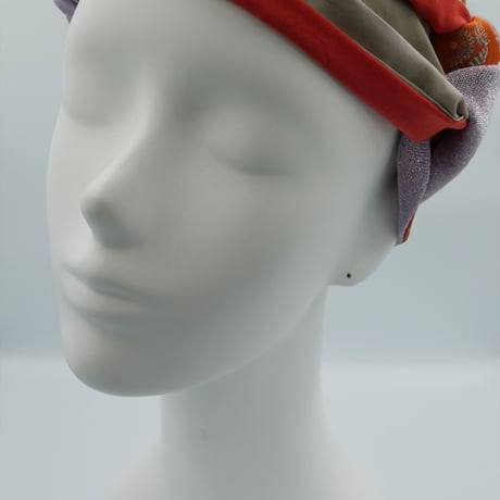 きらめくターバン　Live Turban　ニシジーナ＆ニシジーノ　朱地　ひなぎく紋様　104
