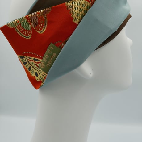きらめくターバン　Live Turban　ニシジーナ＆ニシジーノ　朱地　蝶紋様　23