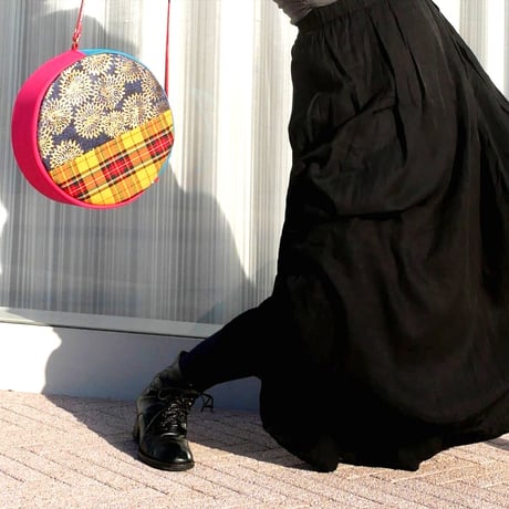 SUI Plus Bags　まんまるバッグ　No.14　モンステラ紋様　一点物