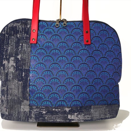 SUI Plus Bags　ラウンドトートバッグ　No.23　青海波唐花紋様　一点物