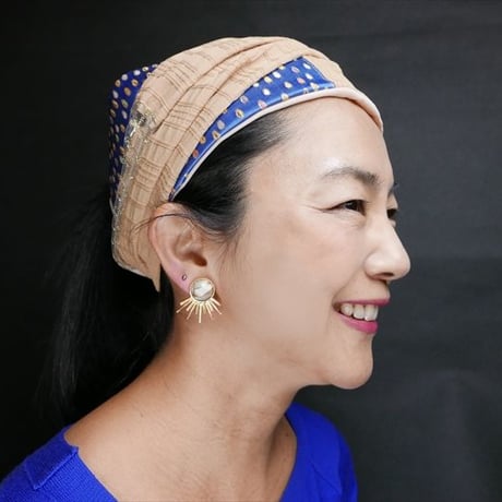 きらめくターバン　Live Turban　ニシジーナ＆ニシジーノ　青　緞子地　正倉院紋様　106