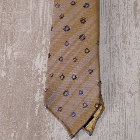 TIE YOUR TIE×西陣岡本　セッテピエゲ　ストライプ＆フラワー紋様　J　白茶青紺/ Stripe & Flower J