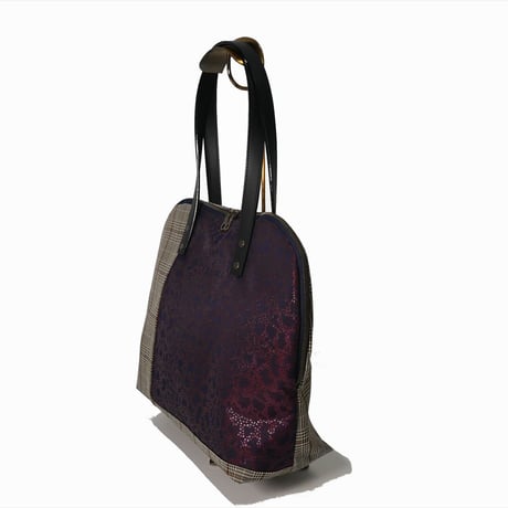 SUI Plus Bags　ラウンドトートバッグ　No.4　紺地CELL紋様　一点物