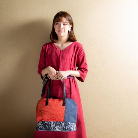 SUI Plus Bags　ラウンドトートバッグ　No.29　しずく紋様　一点物