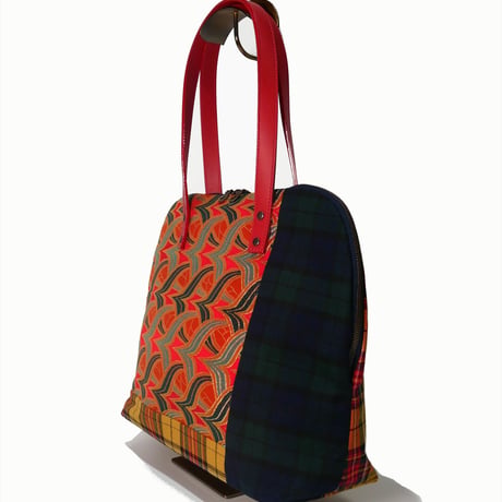 SUI Plus Bags　ラウンドトートバッグ　No.25　つばめ矢紋様　一点物
