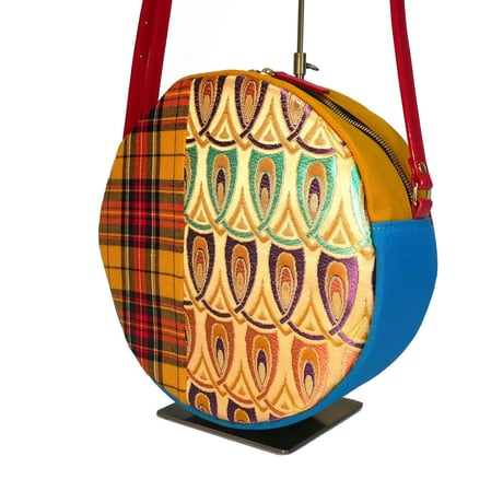 SUI Plus Bags　まんまるバッグ　No.17　羽かさね紋様　一点物