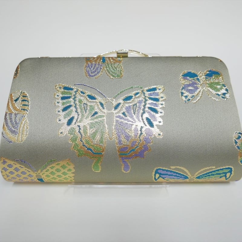 全正絹 西陣織 金襴 Butterfly 蝶紋様 クラッチバッグA | 西陣岡本