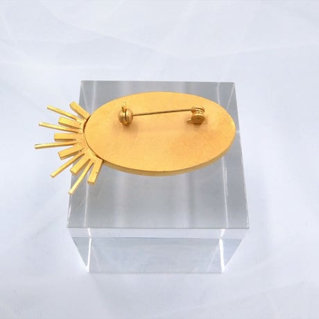 〈尊 MICOTO〉 ブローチ　SPUTNIK　菱つなぎ紋様　青地