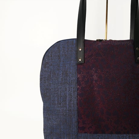 SUI Plus Bags　ラウンドトートバッグ　No.13　CELL紋様　紺地　一点物