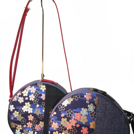SUI Plus Bags　まんまるバッグ　No.8　さくら紋様　一点物