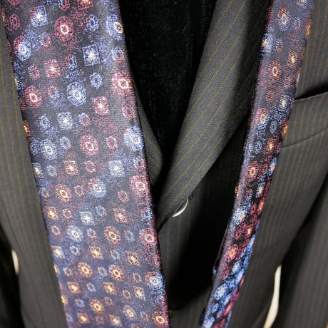 TIE YOUR TIE×西陣岡本　セッテピエゲ　正倉院紋様 黒漆 D 濃紺 / Shosoin Black lacquer D