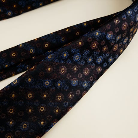 TIE YOUR TIE×西陣岡本　セッテピエゲ　正倉院紋様 黒漆 D 濃紺 / Shosoin Black lacquer D